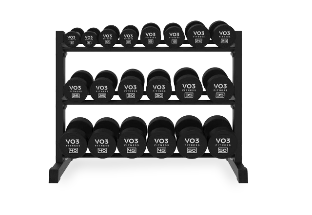 Premium Round Rubber Dumbbell Set 5-50lbs With Rack - SALE!