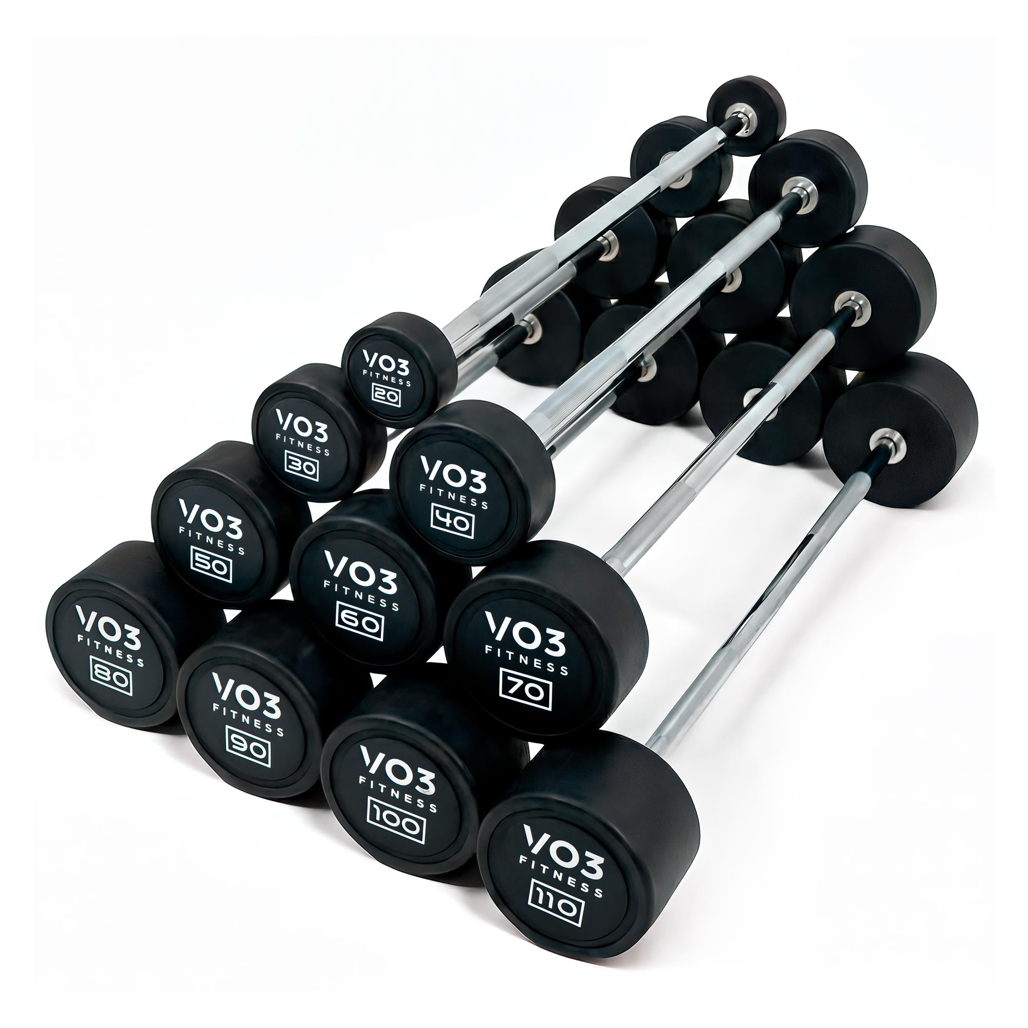 Barbell Rectangular VO3 Fixed Straight Barbell | Commercial Rubber Barbell 20–110 lb ...